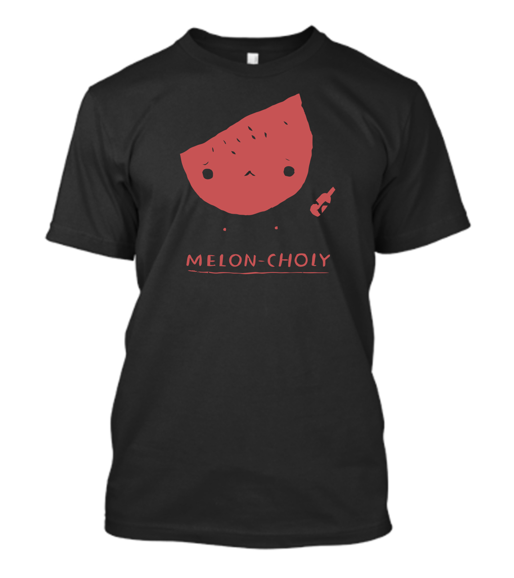 Melon-Choly Cute Watermelon Slice With Sad Face T-Shirt