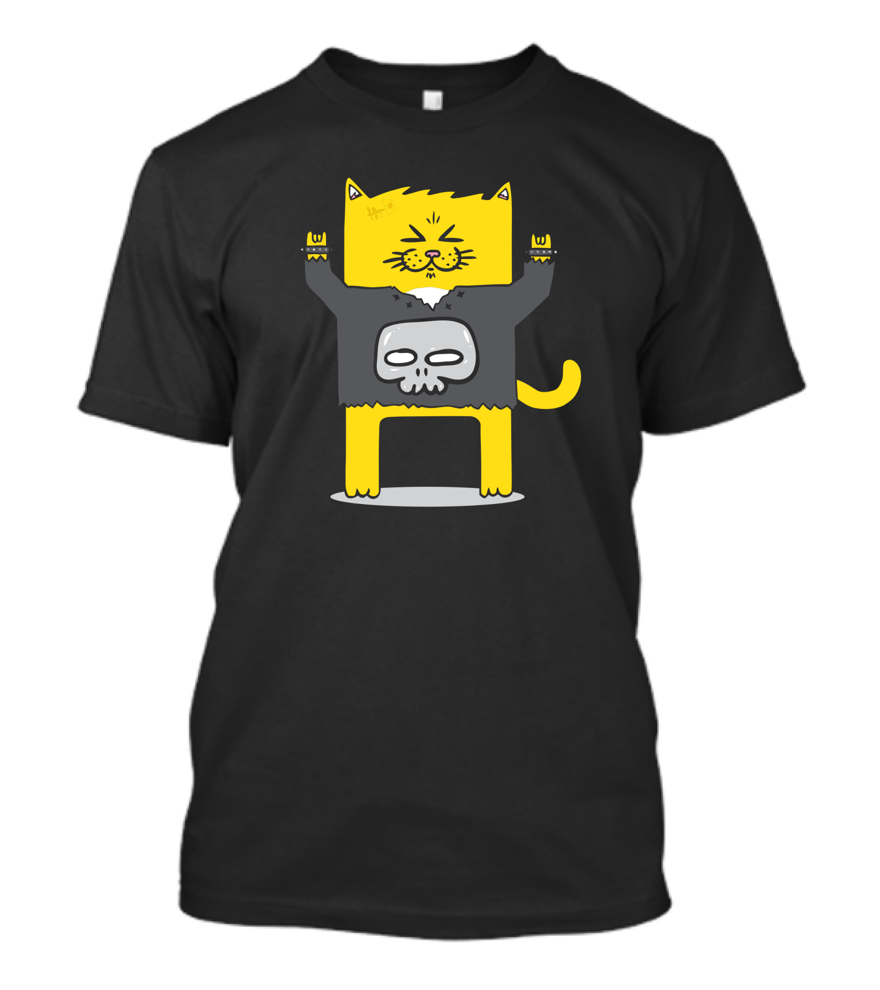 Meow Tallica Cat With Rock Skull T-Shirt