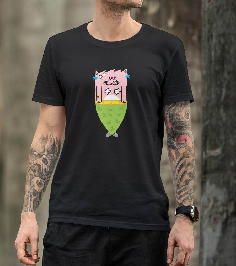 Mermeow New Cat Mermaid With Starfish And Seashells T-Shirt