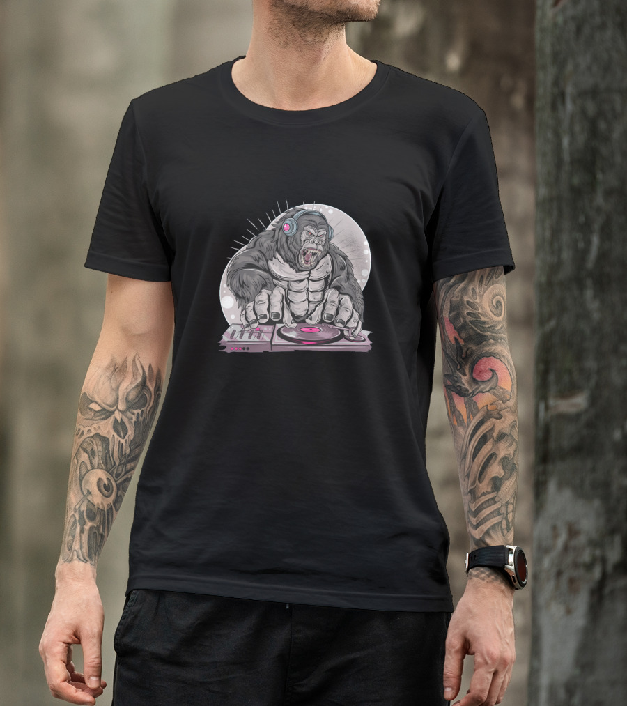 Monkey DJ Spinning Beats With Headphones T-Shirt
