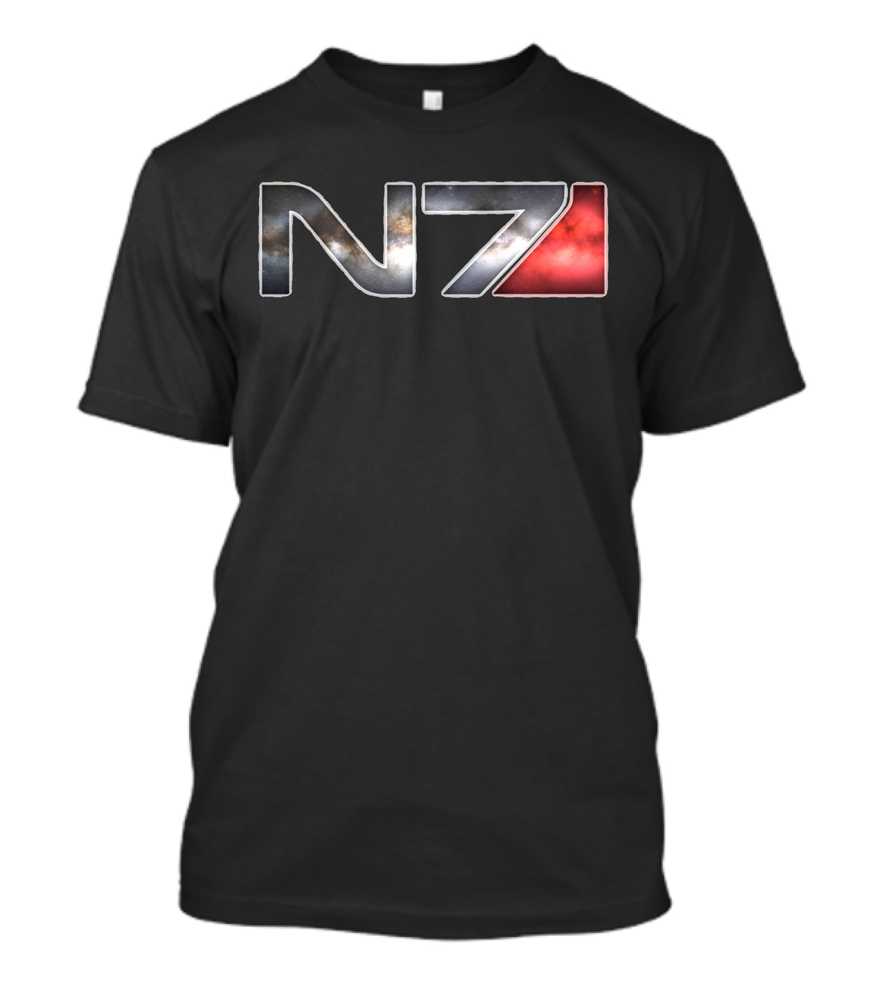 N7 Galactic Red And Black Abstract Space T-Shirt