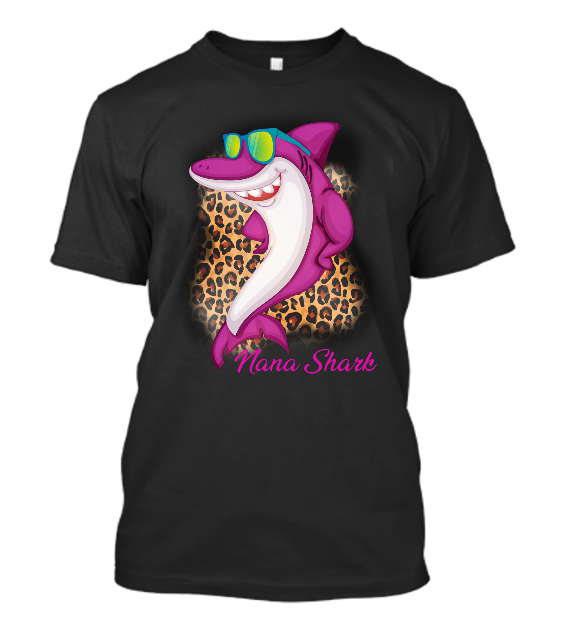 Nana Shark Sunglasses Leopard Print T-Shirt