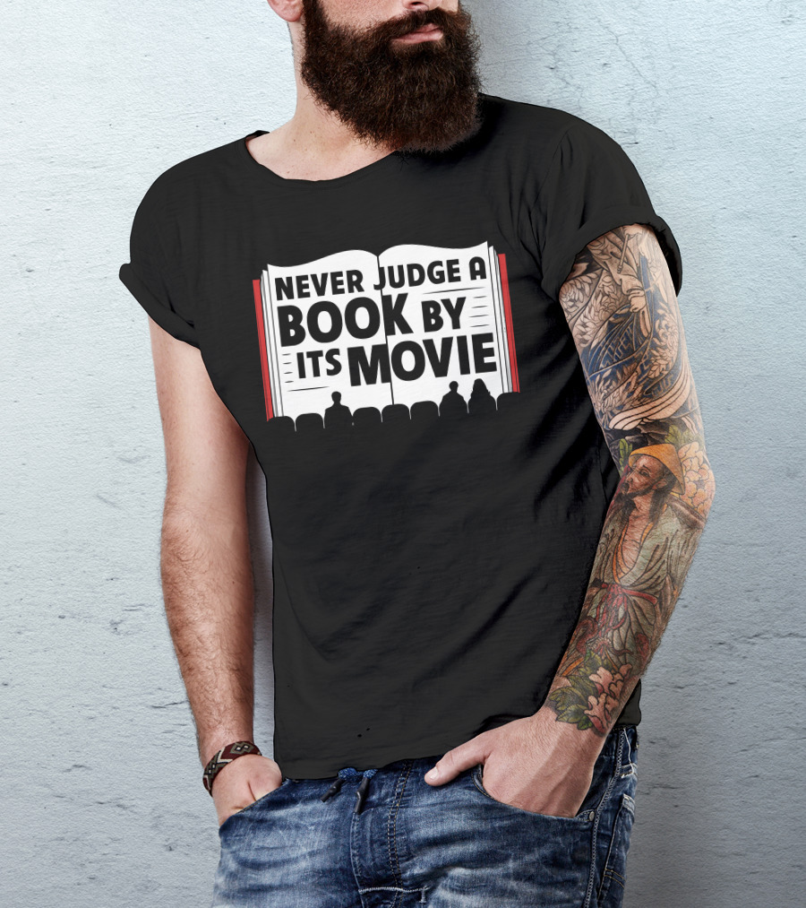 Never Judge A Book By Its Movie Iconic Open Book Theater Audience T-Shirt