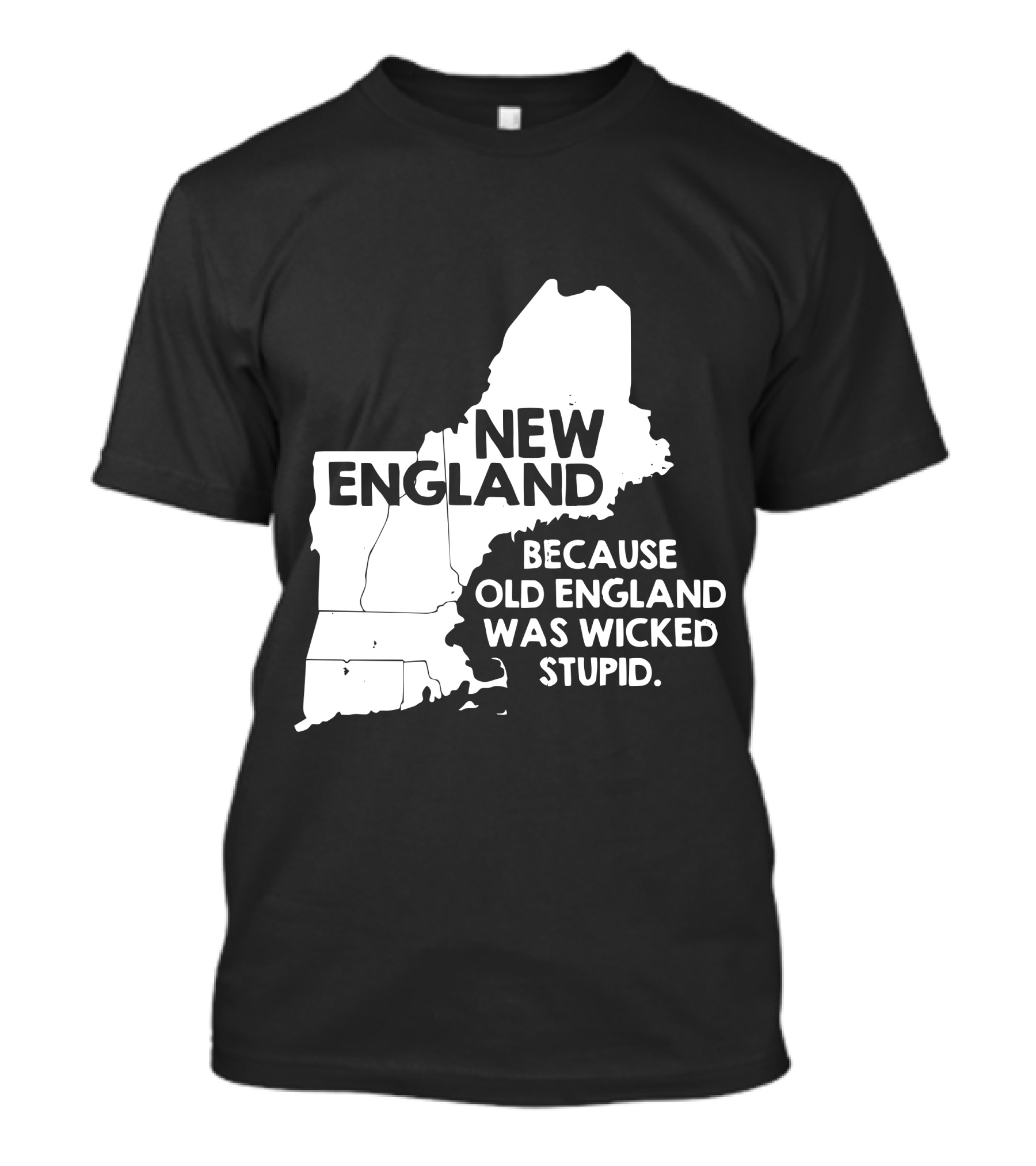 New England Because Old England Was Wicked Stupid Map Text T-Shirt