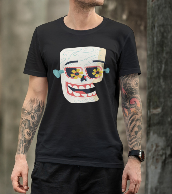 Sugar Skull Frankenstein Inspired Face T-Shirt