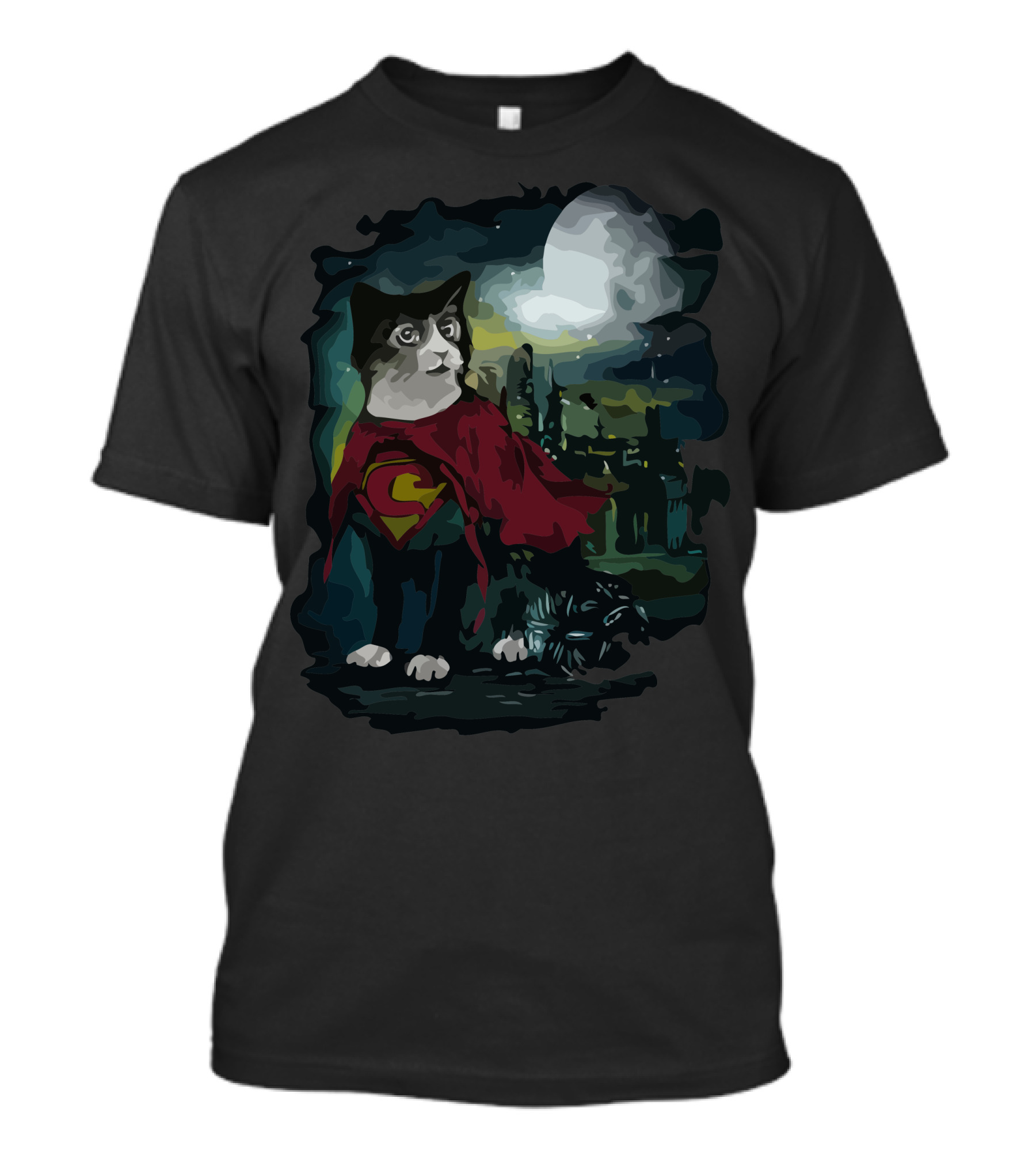 Super Cat Hero In Gotham City Under The Moonlight T-Shirt