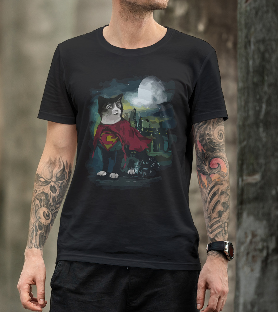 Super Cat Hero In Gotham City Under The Moonlight T-Shirt