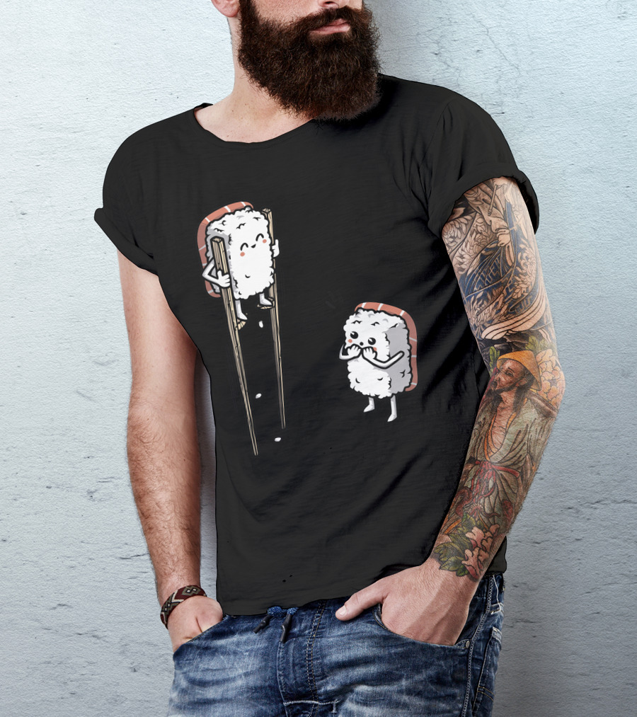 Sushi Characters On Stilts With Chopsticks T-Shirt