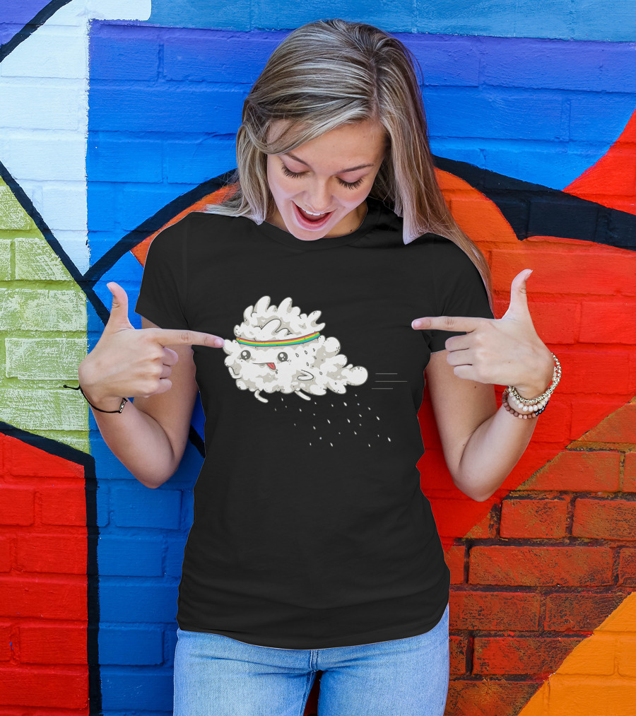 Sweat Cloud In Rainbow Headband Running With Droplets T-Shirt