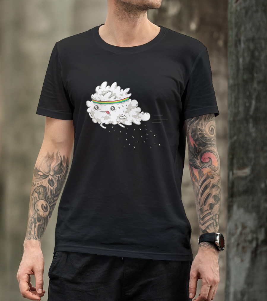 Sweat Cloud In Rainbow Headband Running With Droplets T-Shirt
