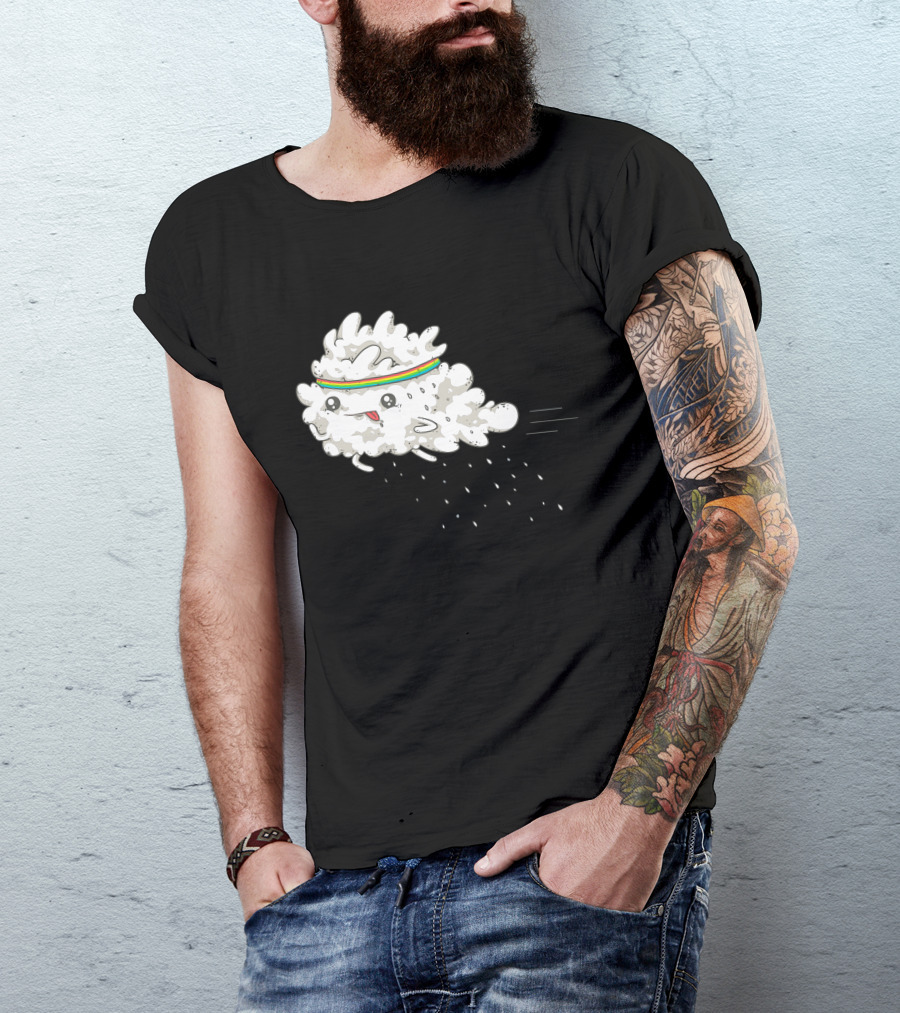 Sweat Cloud In Rainbow Headband Running With Droplets T-Shirt