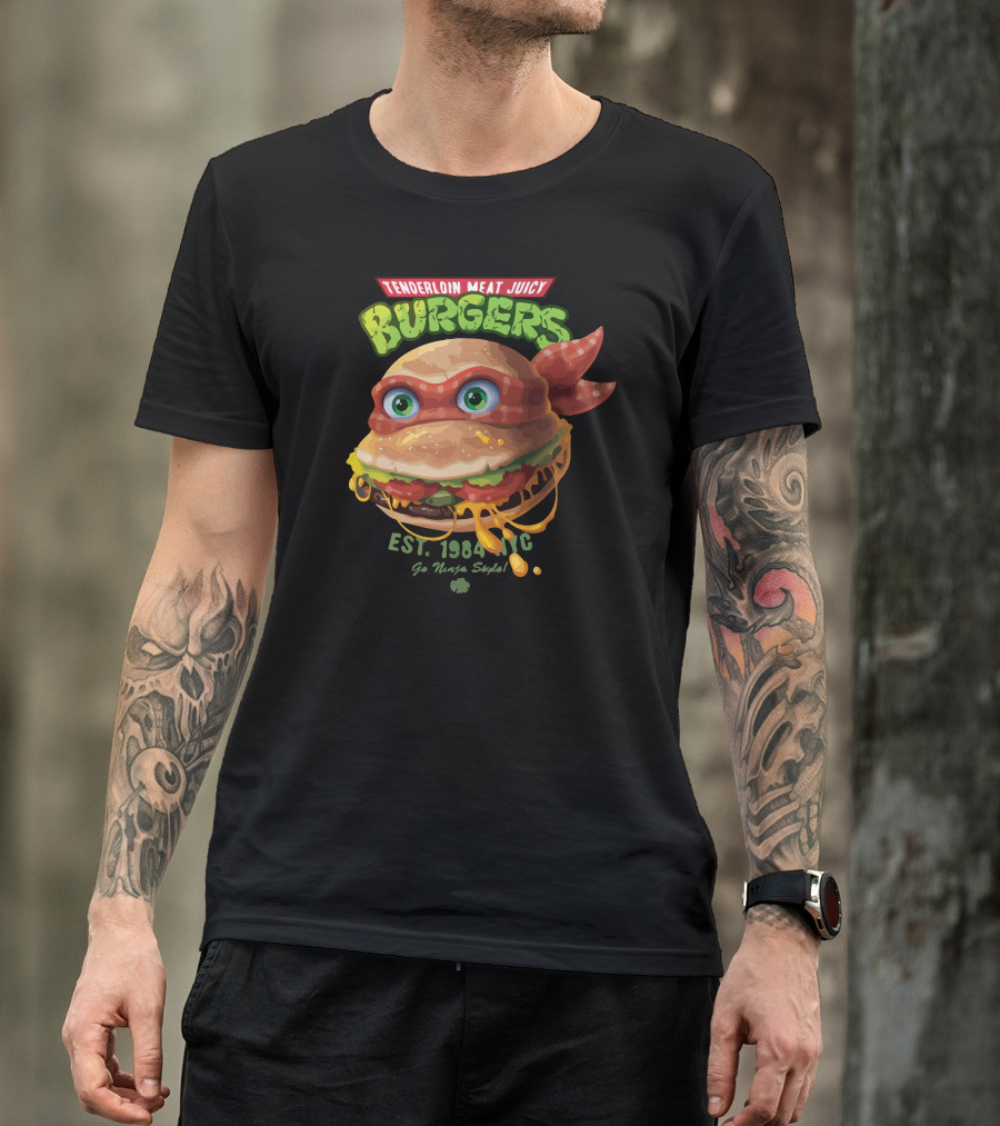 Tenderloin Meat Juicy Burgers Go Ninja Style Est. 1984 T-Shirt