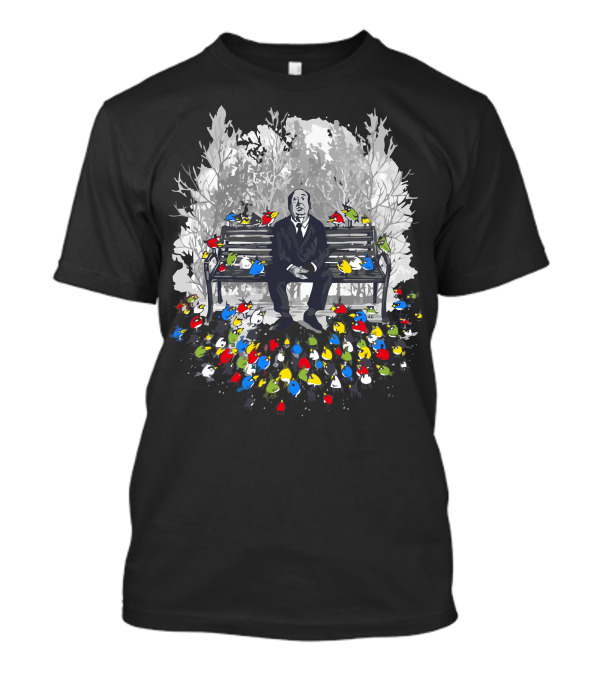 Them Birds On The Bench With Man And Colorful Flock T-Shirt