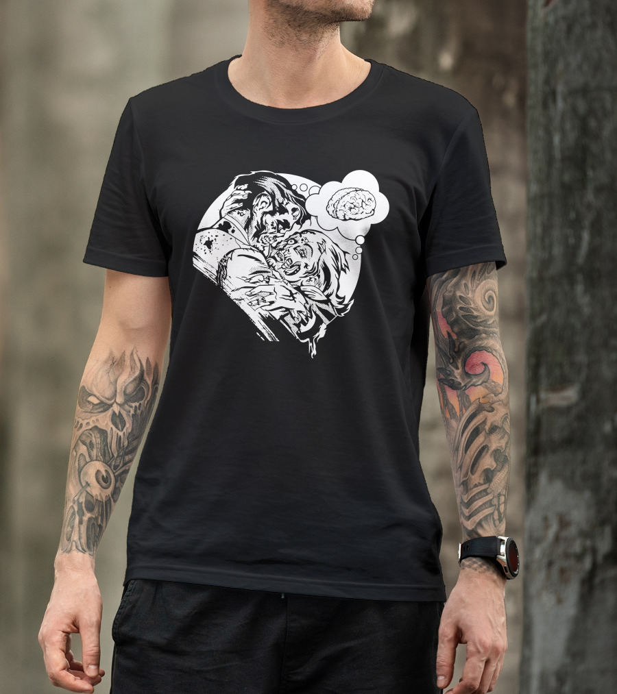 Undead Love Zombie Couple With Brain Thought Bubble T-Shirt