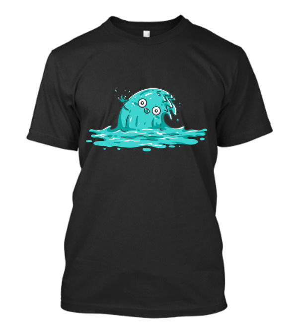 Waving Cute Blue Blob Cartoon In Water Mood T-Shirt