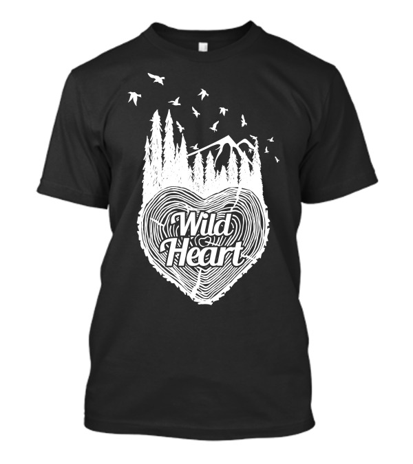 Wild Heart With Woodland Silhouette And Birds In Flight T-Shirt