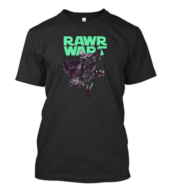 RAWR WARS Cat With Lightsaber Duel T-Shirt
