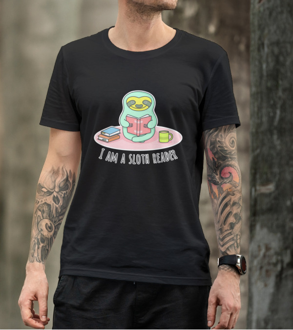 I Am A Sloth Reader With Books And Mug T-Shirt