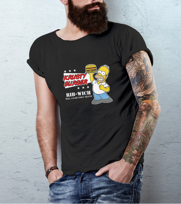 Krusty Burger Rib-Wich Will Cause Early Death T-Shirt