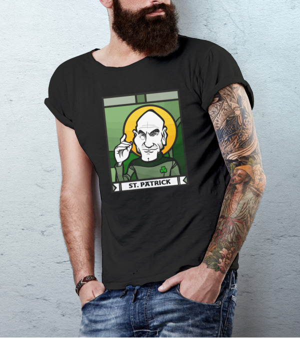St. Patrick Comic Style Shamrock Character T-Shirt