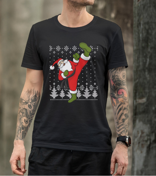 Santa Claus Christmas Karate Ugly T-Shirt