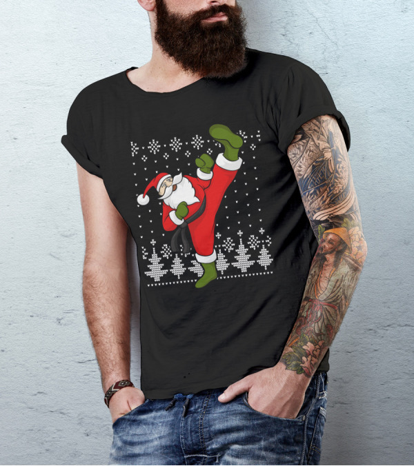 Santa Claus Christmas Karate Ugly T-Shirt