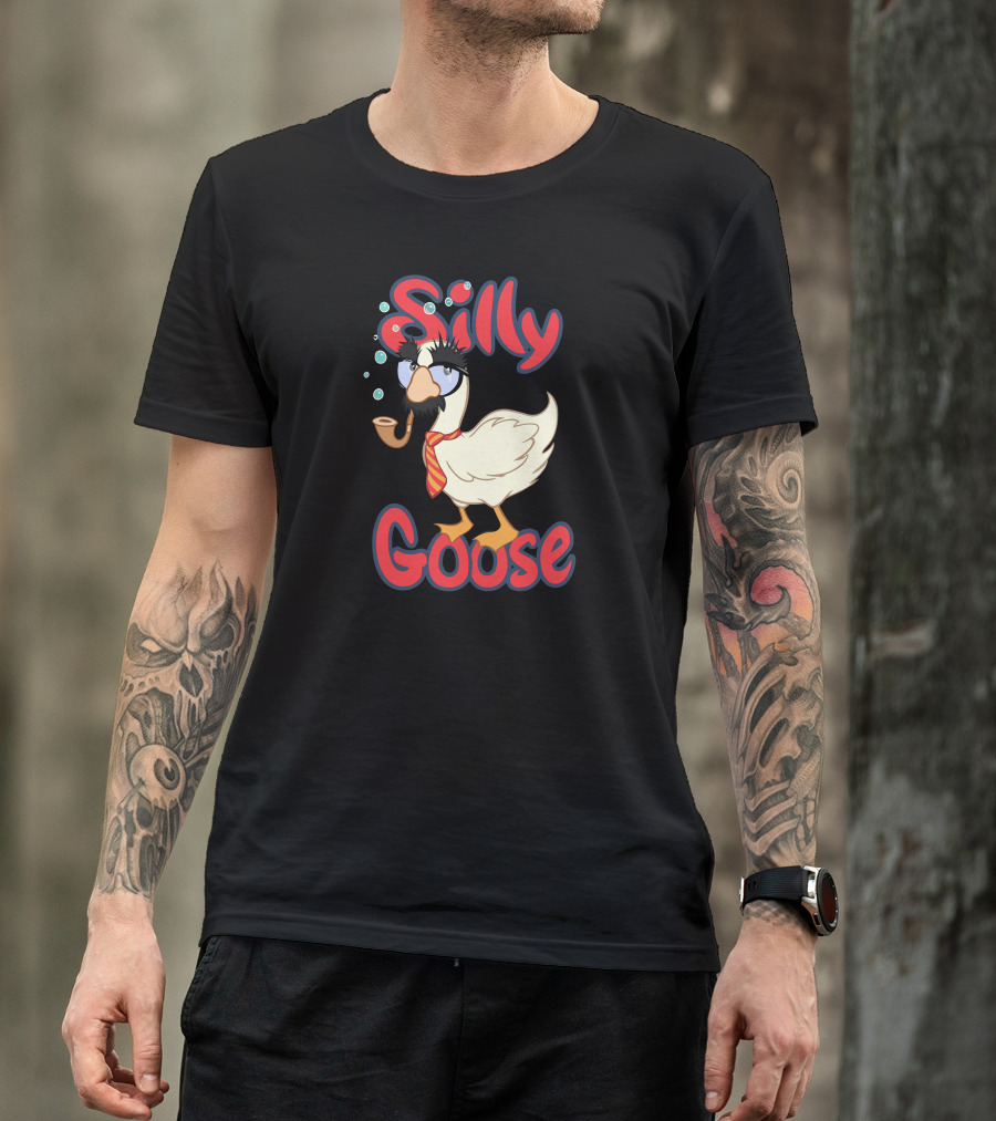 Silly Goose Glasses And Pipe Fun T-Shirt