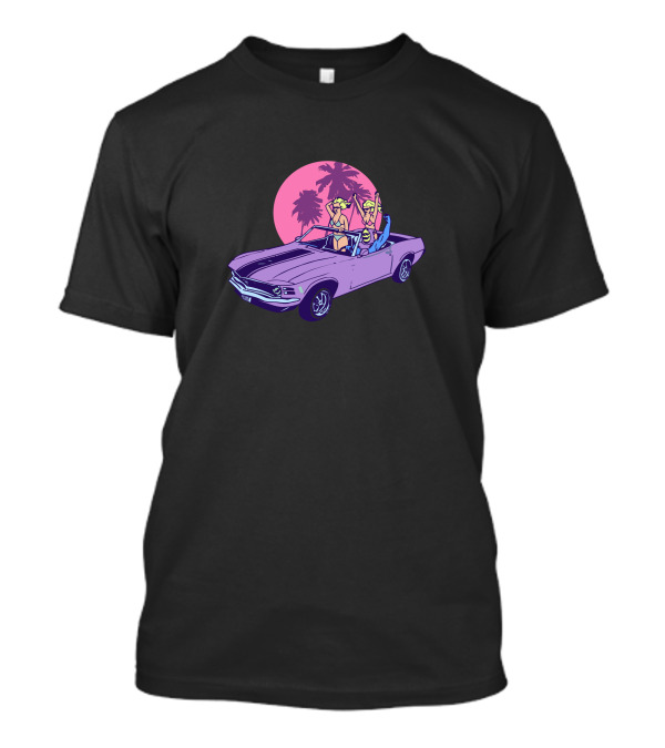 Skeletang Convertible Drive With Retro Palm Sunset T-Shirt