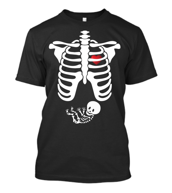 Skeleton Baby With Heart Ribcage White T-Shirt