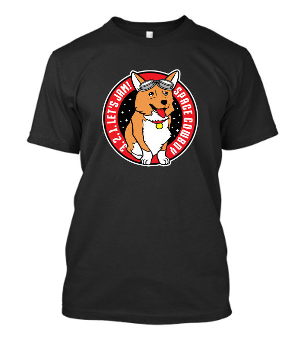 Space Cowboy Corgi 3 2 1 Let's Jam T-Shirt