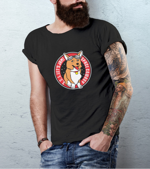 Space Cowboy Corgi 3 2 1 Let's Jam T-Shirt