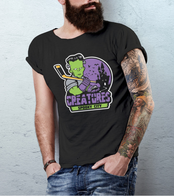 Creatures Spooky City Hockey Team Haunted Castle T-Shirt