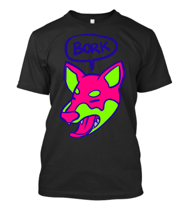 Bork Neon Dog Head With Speech Bubble T-Shirt