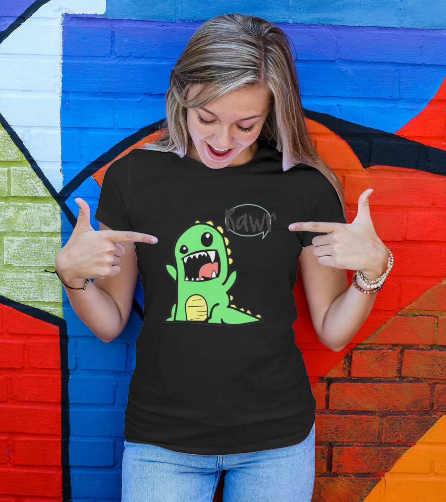 Dinasurus Rawr Cute Green Dinosaur T-Shirt