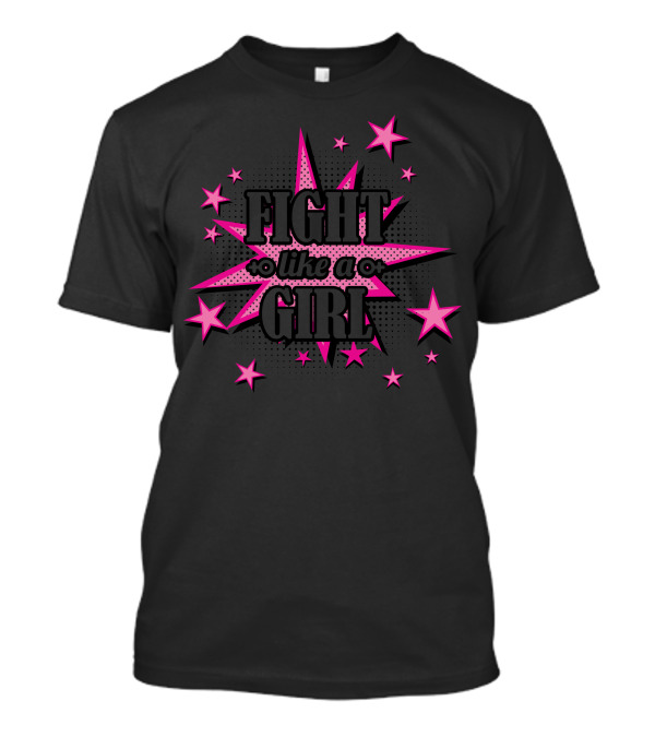FIGHT Like A GIRL GRL Starburst Pink Black T-Shirt