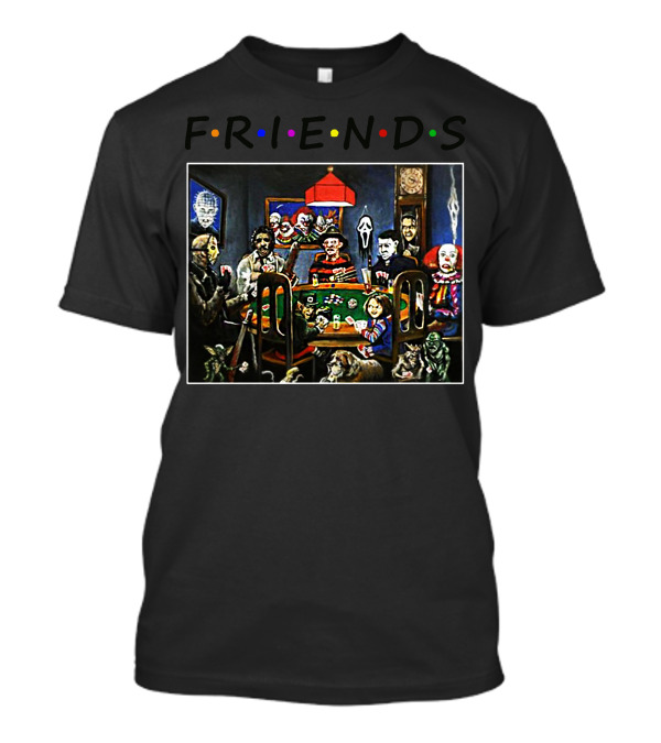 Friends Iconic Horror Characters Halloween Card Game Night T-Shirt