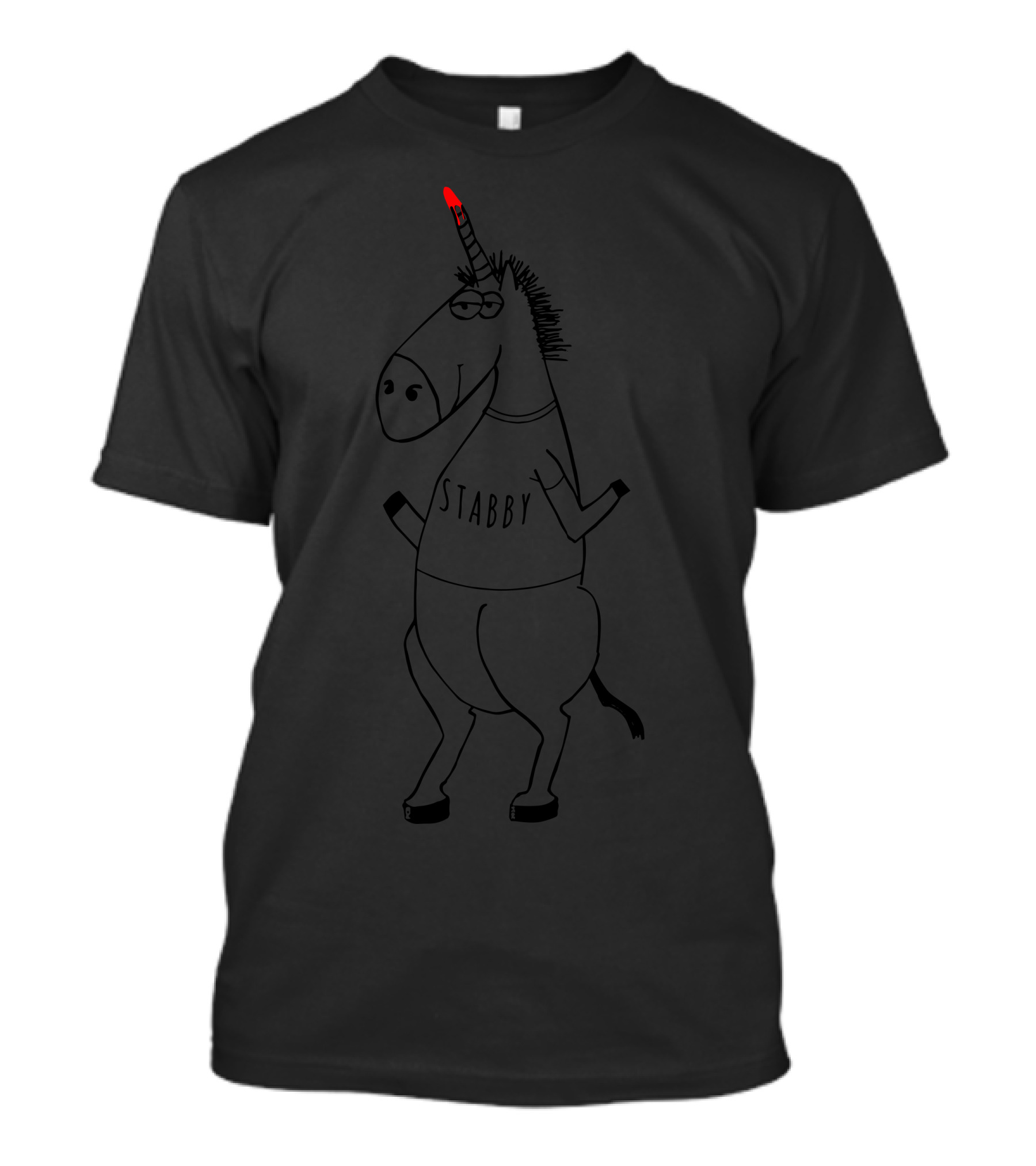 Stabby Funny Unicorn With Red-Tipped Horn T-Shirt