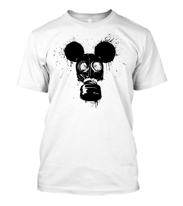 Gas Mask Mouse Ears Black Grunge T-Shirt