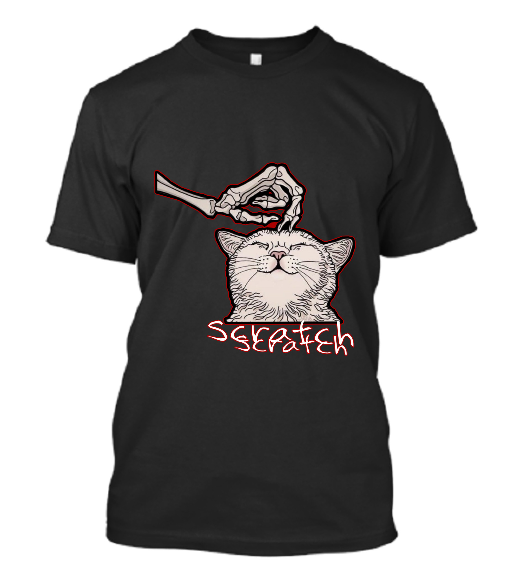 Scratch Skeleton Hand Halloween Cat T-Shirt