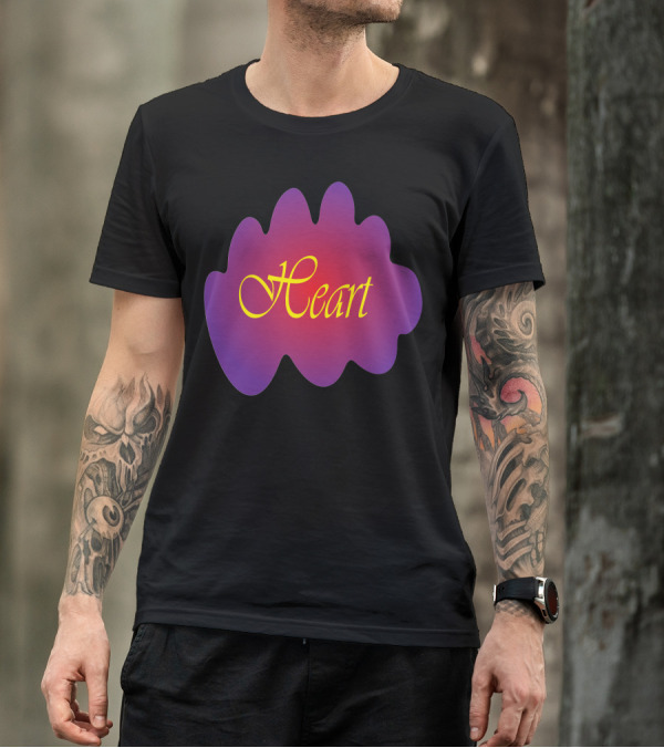 Heart Gradient Blob Yellow Font T-Shirt