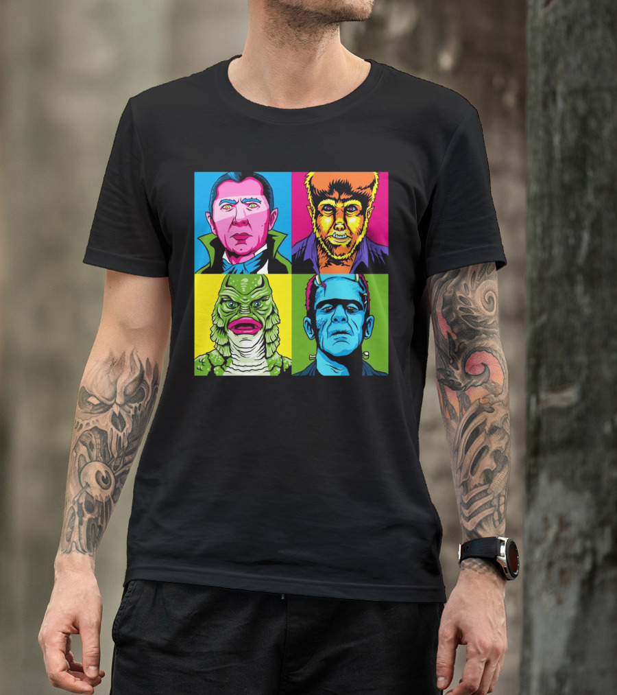Hot Pop Monster Dracula Wolfman Creature Frankenstein T-Shirt