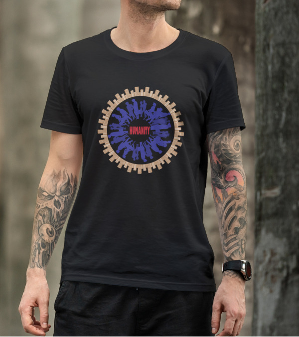 Humanity Silhouettes Encircled By City Skyline T-Shirt
