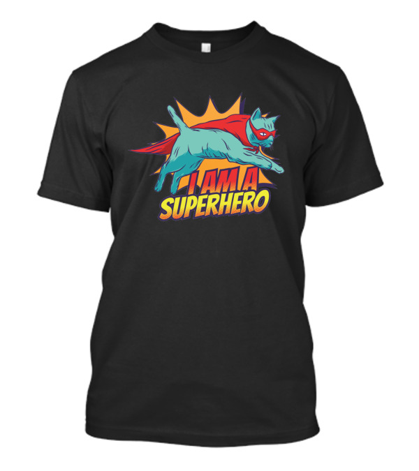 I Am A Super Hero Flying Comic Cat T-Shirt