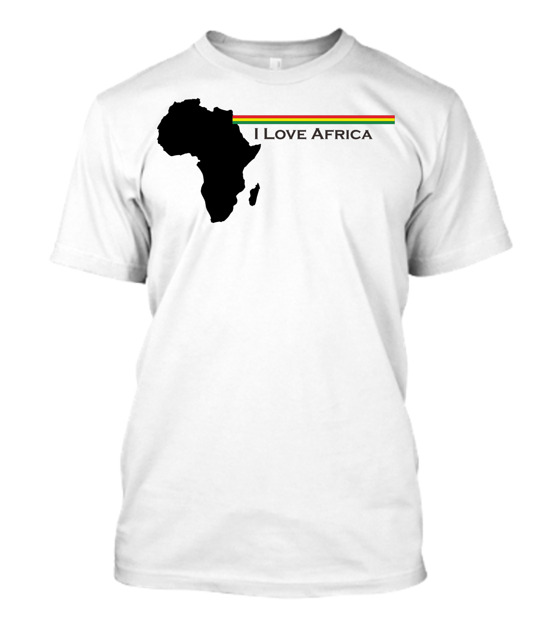 I Love Africa Continent Silhouette With Red Yellow Green Stripes T-Shirt