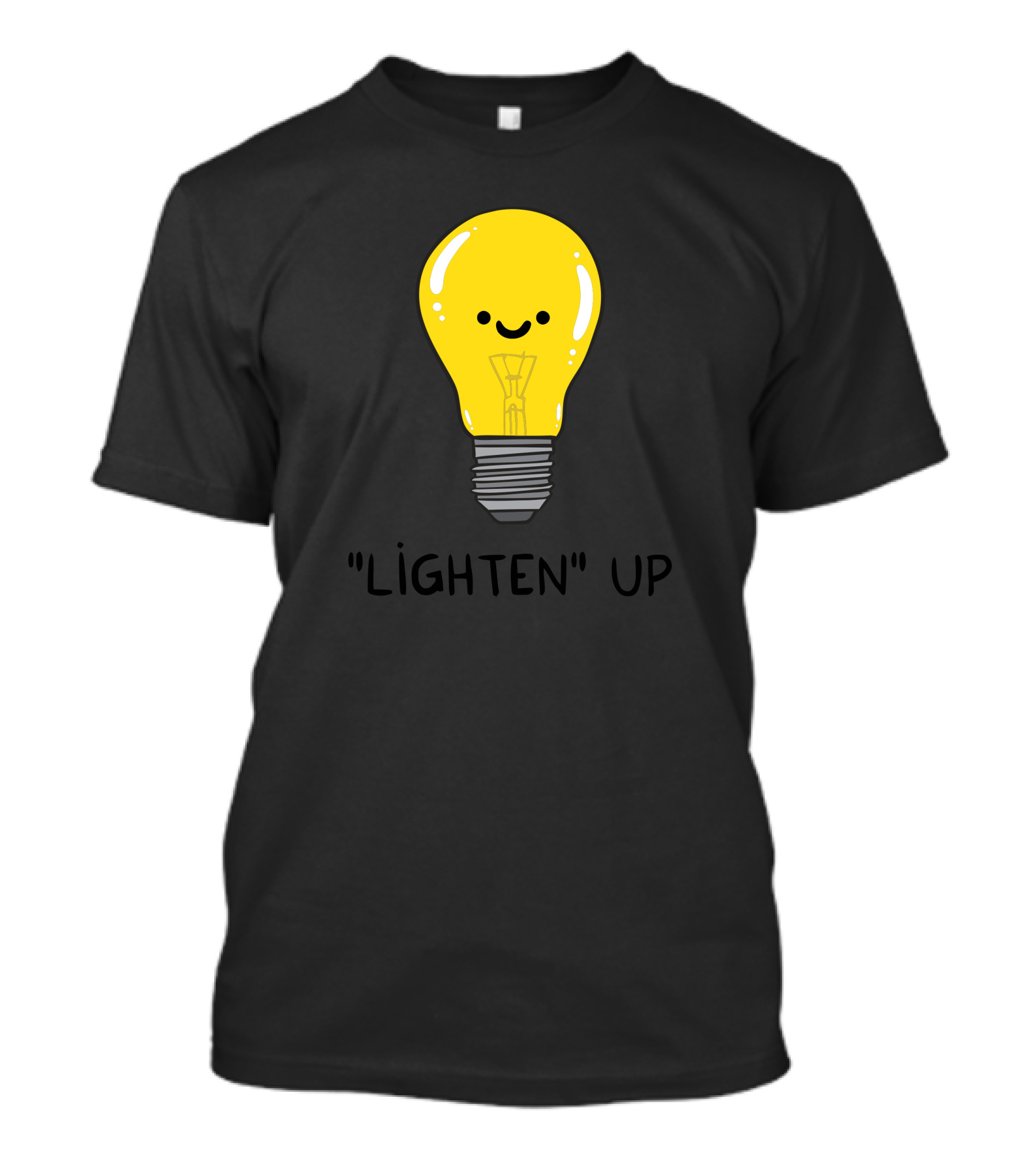 Lighten Up Happy Yellow Light Bulb T-Shirt