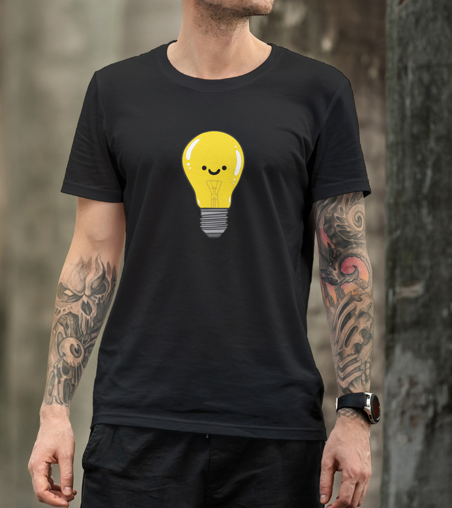Lighten Up Happy Yellow Light Bulb T-Shirt