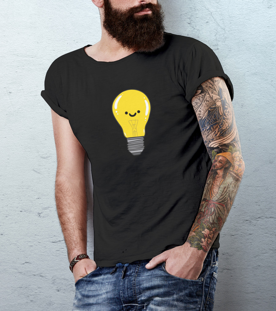 Lighten Up Happy Yellow Light Bulb T-Shirt