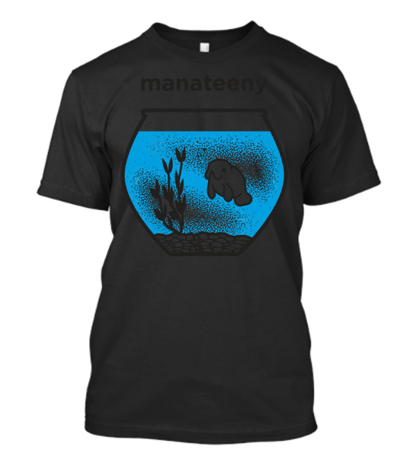 Manateeny Fishbowl Silhouette Blue Aquatic Scene T-Shirt