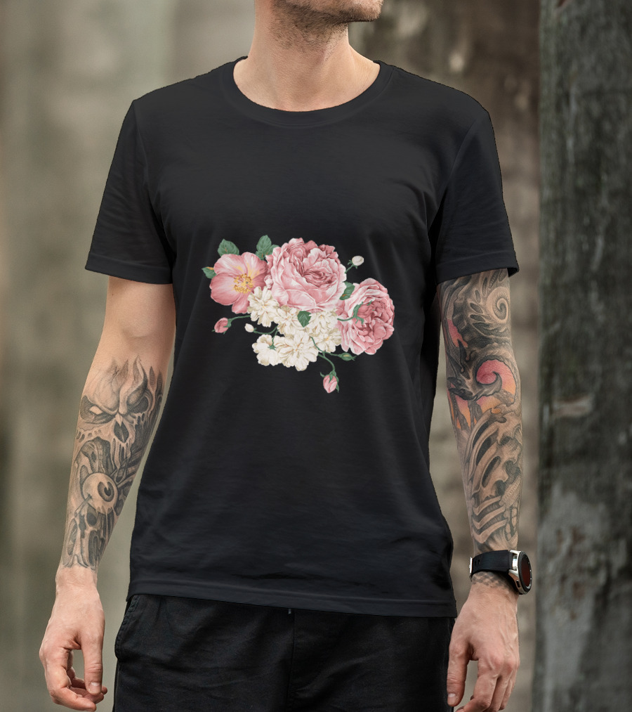 Roses Peonies Floral Bouquet T-Shirt
