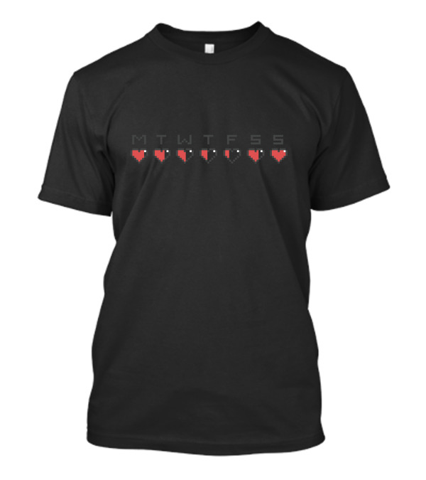 MTWTFSS Pixel Hearts Countdown To Weekend T-Shirt